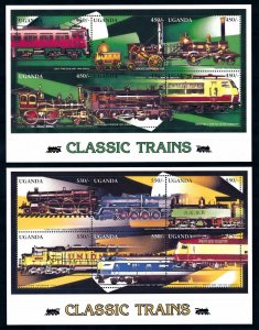 [94972] Uganda 1996 Railway Train Eisenbahn Locomotives 2 Sheets MNH