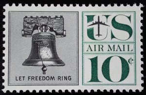 1960 10c Liberty Bell, Let Freedom Ring, Air Mail Scott C57 Mint F/VF NH