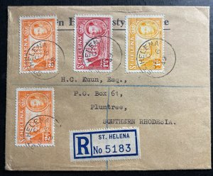 1949 St Helena Registered Cover To Plumtree Southern Rhodesia