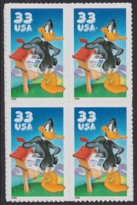 US 3306a Looney Tunes Daffy Duck 33c block (4 stamps) MNH 1999