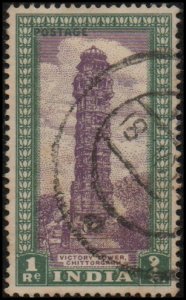 India 218 - Used - 1r Victory Tower, Chittorgarh (1949) (cv $1.50)