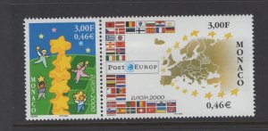 Monaco #2161-62 (2000 Europa set) VFMNH CV $2.80