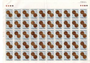 Portuguese INDIA 1959 MNH FULL SHEET 50 stamps of 5 Centavos COINS Sc#598 Mf#505