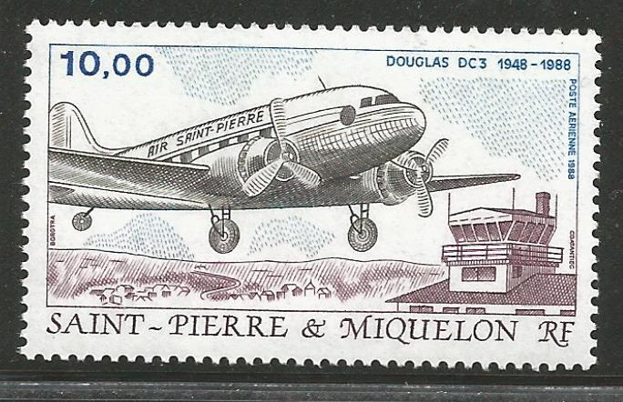 ST. PIERRE & MIQUELON C64, MNH STAMP, AIRCRAFT, DOUGLAS DC3 (1948-1988)