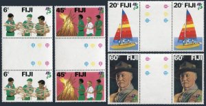 Fiji 458-461 gutter, MNH. Mi 452-455. Scouting Year 1982. Baden-Powell, Campfire