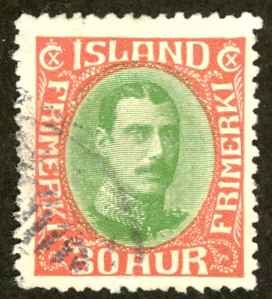 Iceland Sc# 183 Used 1931-1933 30a Christian X