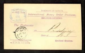 CANADA 1888 OFFICIAL Postal Stationery Envelope Used to USA