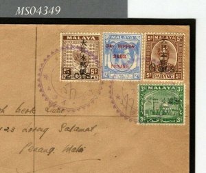 MALAYA WW2 Cover JAPAN OCCUPATION Mixed Franking Registered TAIPING Seal* MS4349