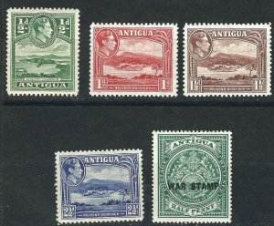 Antigua 5 different MH VF 1916-43 SCV $2.80