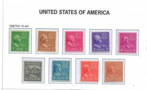 US Sc. #839-847 Presidential Series Coil Singles XF (7) Mint Never Hinged