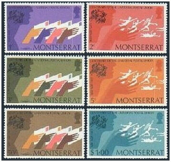 Montserrat 306-311,MNH.Michel 305-310. UPU-100,1974.Letters,UPU monument figures