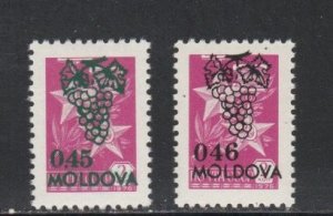 Moldova # 43-44, Russian Stamps with Cluster of Grapes Overprint, Mint NH