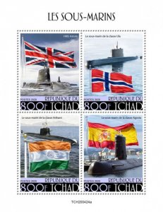 CHAD - 2020 - Submarines - Perf 4v Sheet - Mint Never Hinged