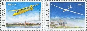 Lithuania Litauen 2003 Museum of aviation gliders set of 2 stamps MNH