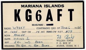 Guam 1955 Agana cancel on QSL card to the U.S.