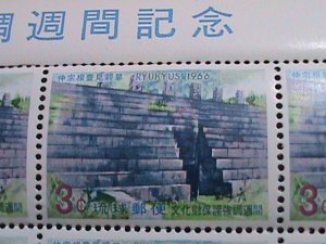 ​RYUKYU-1966 SC #149 4TH  TOM OF NAKASONE-TOYOMIYA GENGA-MNH-IMPRINT BLOCK VF