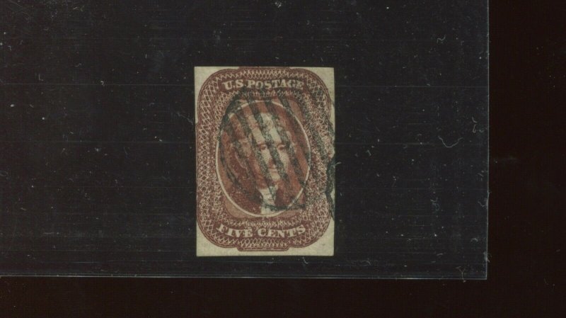 Scott 12 Var Jefferson Used Imperf Stamp with APS Cert (12-5) LIGHT PRINTING EFO