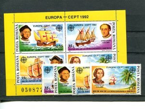 Romania 1992 Europa Mint VF NH shet and set . - Lakeshore Philatelics