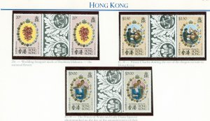 HONG KONG 373-75 MNH ROYAL WEDDING GUTTER PAIRS  SCV $6.10 BIN $3.50