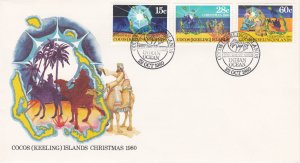 Cocos Islands # 53-55, Christmas, First Day Cover