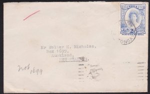 TONGA 1945 2½d Salote on cover Nuku'alofa to New Zealand...................D6746