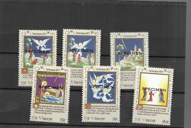 St.Vincent 1977 Christmas Set of 6 overprinted SPECIMEN