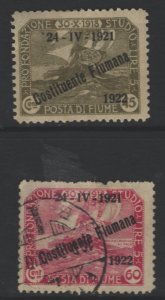 COLLECTION LOT 8654 FIUME #165-6 MH/USED 1922