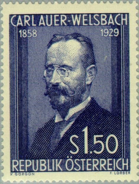 Austria 1954 MNH Stamp Scott 595 Science Chemistry Carl Auer von Welsbach