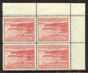 Newfoundland Scott 259 MNHOG Block of 4 - 1942 Corner Brook Paper Mills