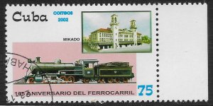 Cuba #4266 75c Railroads, 165th Anniv - Mikado ~ CTO