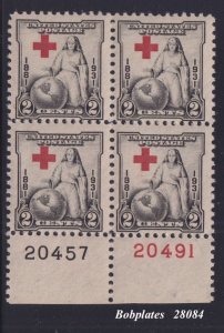 BOBPLATES US #702 Red Cross Bottom Left Plate Block 20457 20491 LH