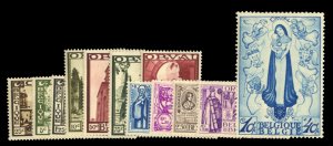 Belgium #B132-143 Cat$1,175, 1933 Orval Abbey, complete set, lightly hinged