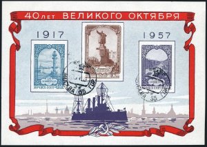 Russia 1943a,2002a sheets, CTO. Michel Bl.22-23. October Revolution, 40, 1957.