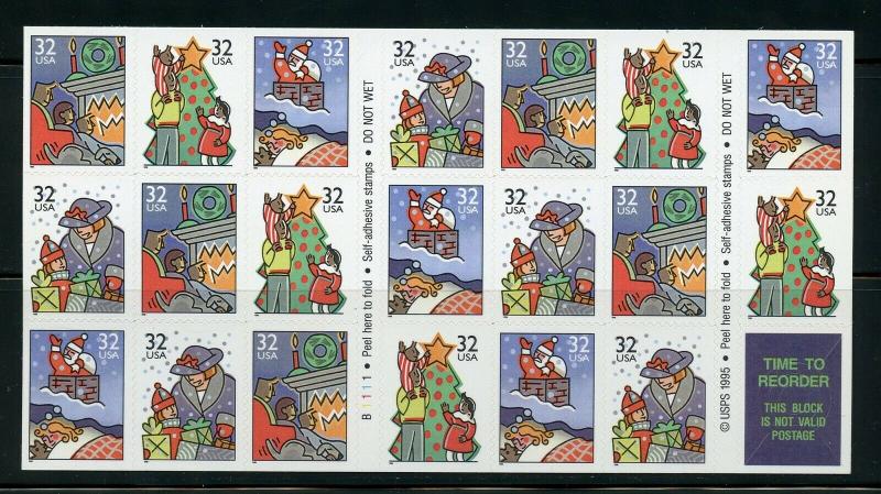 US SCOTT# 3112a CHRISTMAS COMPLETE UNEXPLODED BOOKLET OF 20 STAMPS MNH AS SHOWN