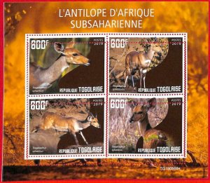 A3025 - TOGO, ERROR MISSPERF, Miniature sheet: 2019, African Antelope, Bushbucks