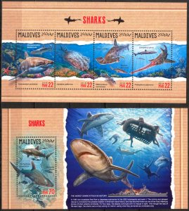 Maldive Islands 2018 Marine Life Fishes Sharks I sheet MNH