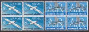 SAMOA 1965 Air Mail set - flying fish / bird - blocks of 4 MNH.............A5902