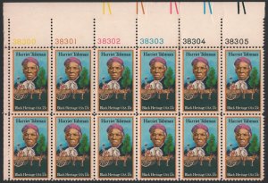 SC#1744 13¢ Harriet Tubman Plate Block of Twelve (1978) MNH