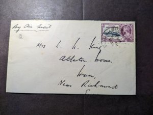 1935 British Singapore Straits Settlements Airmail Cover to New Richmond