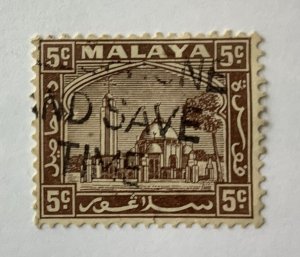Malaya Selangor 1935  Scott 48 used - 5c, Mosque at Klang