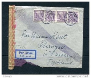 Sweden 1943 Cover Sigtuna - Tyskland  Censored  Strip of 4 stamps