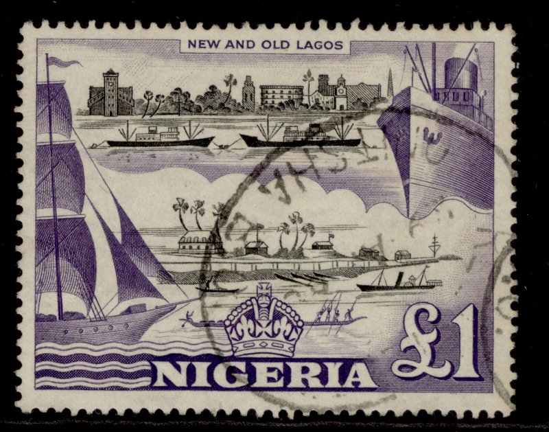 NIGERIA QEII SG80, £1 black & violet, FINE USED. Cat £20. 