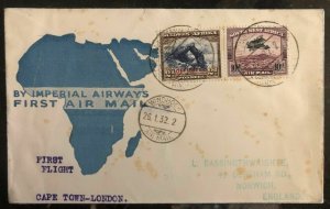 1932 Windhoek South West Africa First Flight Cover FFC To Norwich England