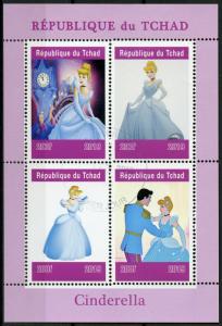 Disney Stamps Chad 2019 CTO Cinderella Cartoons Animation 4v M/S