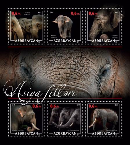 AZERBAIJAN 2017 SHEET ELEPHANTS WILDLIFE azrb17208a