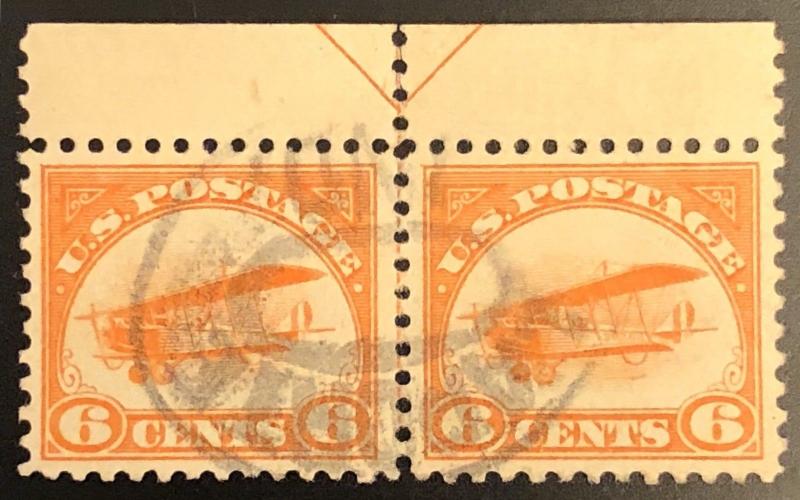 TangStamps US Airmail Stamps #C1 Arrow Pair Used, XF-Superb Centering