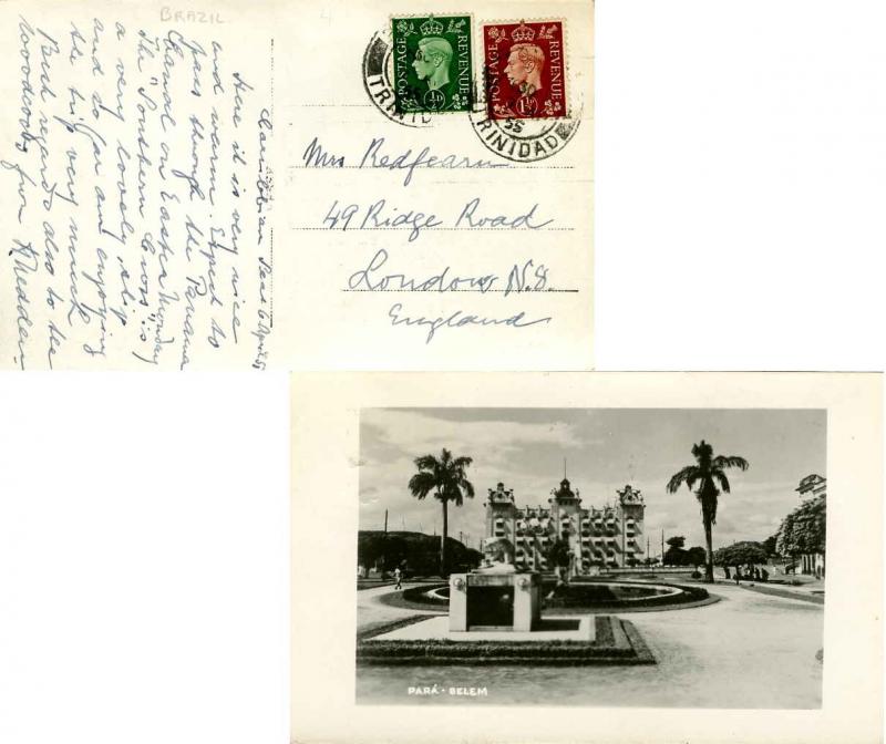 Trinidad Great Britain 1/2d and 1 1/2d KGVI 1955 Paquebot, Trinidad Hosking 2...