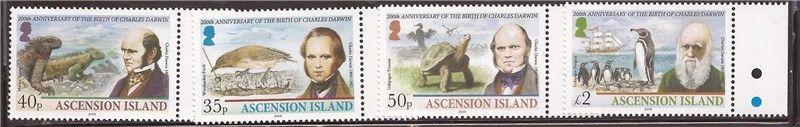 Ascension - 2009 Charles Darwin - 4 Stamp Set - 1K-013 #985-8