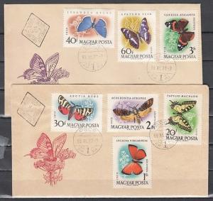 Hungary, Scott cat. 1268-71, C206-C208. Butterflies issue. 2.First day covers. ^