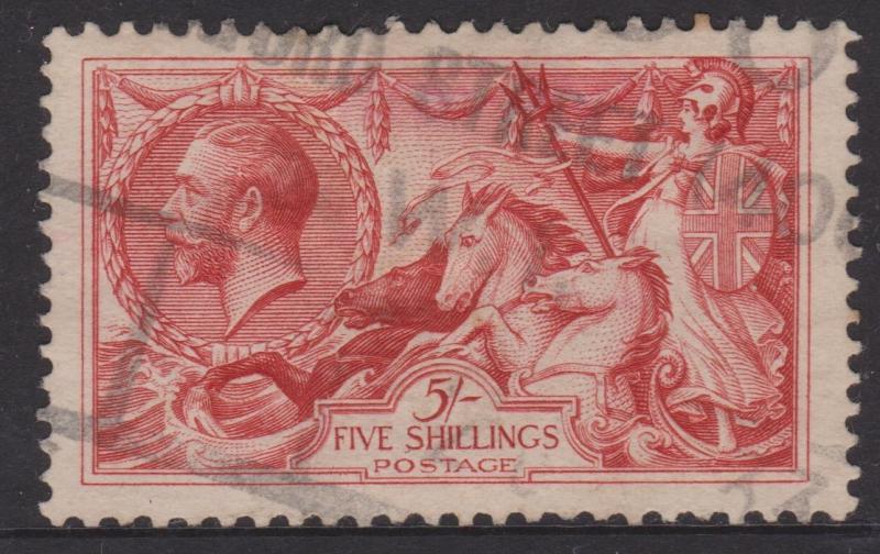 Great Britain 1918 5s Red Seahorse Sc#174 VFU 1